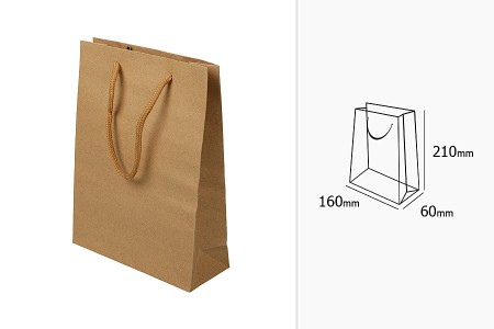 Papirna kraft kesa 160x60x210mm sa braon ručkom - 20 kom-dimenzije_slike