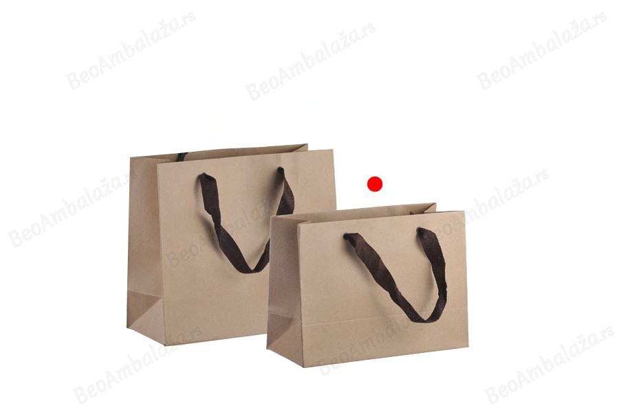 Papirna kraft ekološka kesa 230x100x170mm, sa braon trakom širine 20mm - 20 kom-grupa_slika