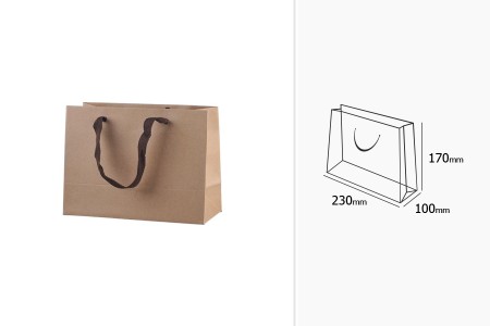 Papirna kraft ekološka kesa 230x100x170mm, sa braon trakom širine 20mm - 20 kom-grupa_slika