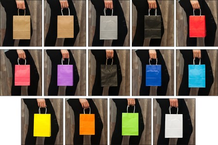 Papirna kesa 160x80x220mm sa ručkom u više boja - 12 kom-slika_proizvoda