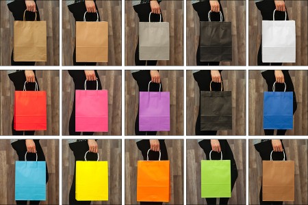 Papirna kesa 260x120x330mm sa ručkom u više boja - 12 kom-slika_proizvoda