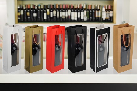 Papirna poklon kesa  125x85x360 mm sa prozorom i trakom - 12 kom-grupa_slika