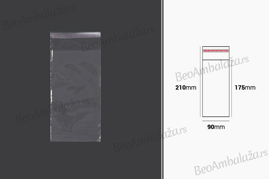 Plastična providna kesica 90x210mm sa samolepljivim zatvaranjem - 1000 kom