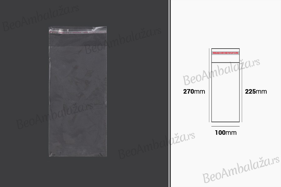 Plastična providna kesica 100x270mm sa samolepljivim zatvaranjem - 1000 kom