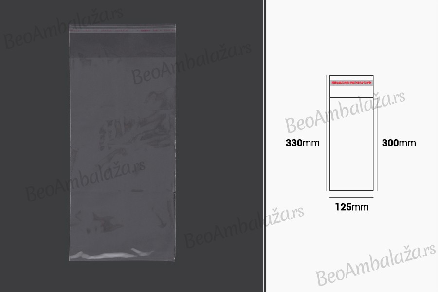 Plastična providna kesica 125x330mm sa samolepljivim zatvaranjem - 1000 kom