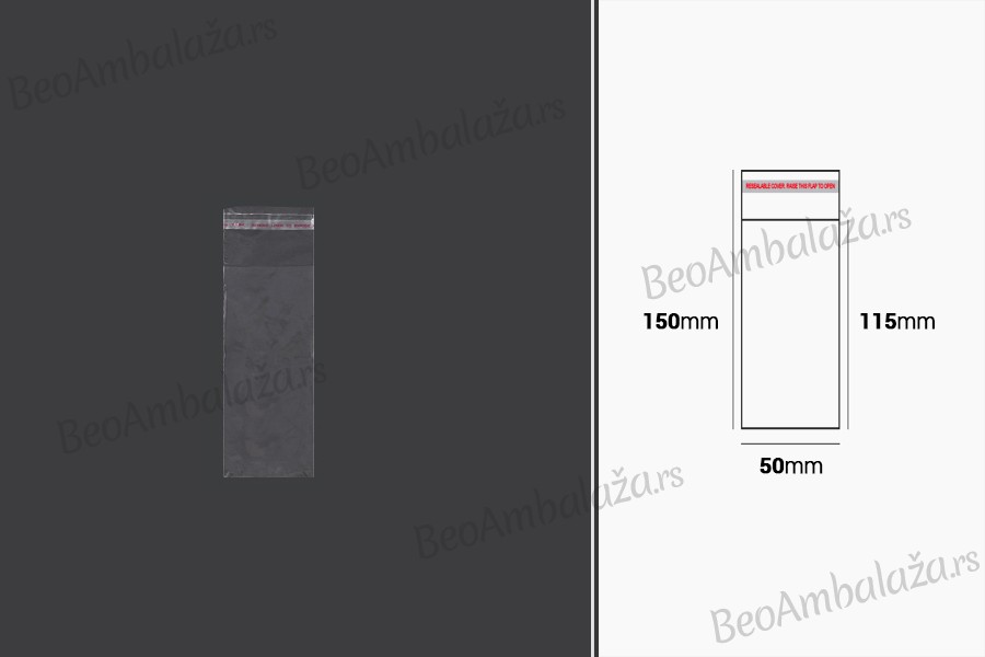 Plastična providna kesica 50x150mm sa samolepljivim zatvaranjem - 1000 kom