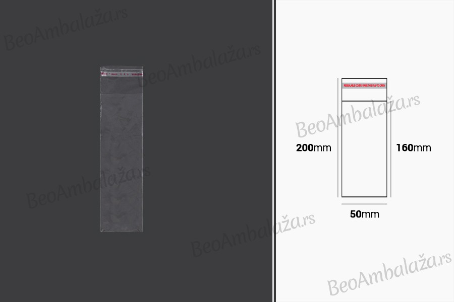 Plastična providna kesica 50x200mm sa samolepljivim zatvaranjem - 1000 kom