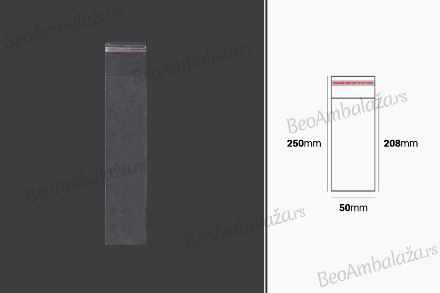 Plastična providna kesica 50x250mm sa samolepljivim zatvaranjem - 1000 kom