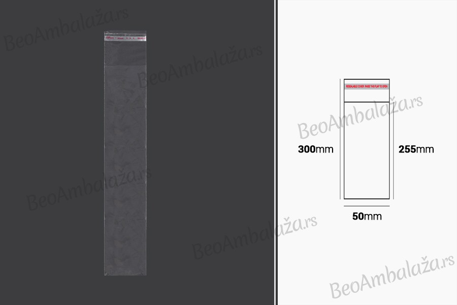 Plastična providna kesica 50x300mm sa samolepljivim zatvaranjem - 1000 kom