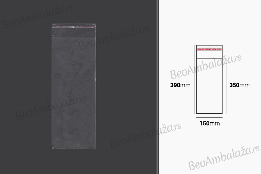 Plastična providna kesica 150x390mm sa samolepljivim zatvaranjem - 1000 kom