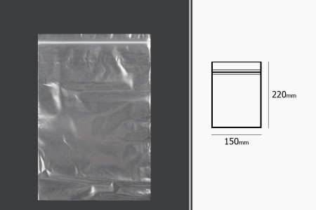 Plastična kesica 150x220mm, providna i sa belim zip zatvaračem - 100 kom-dimenzije_slike