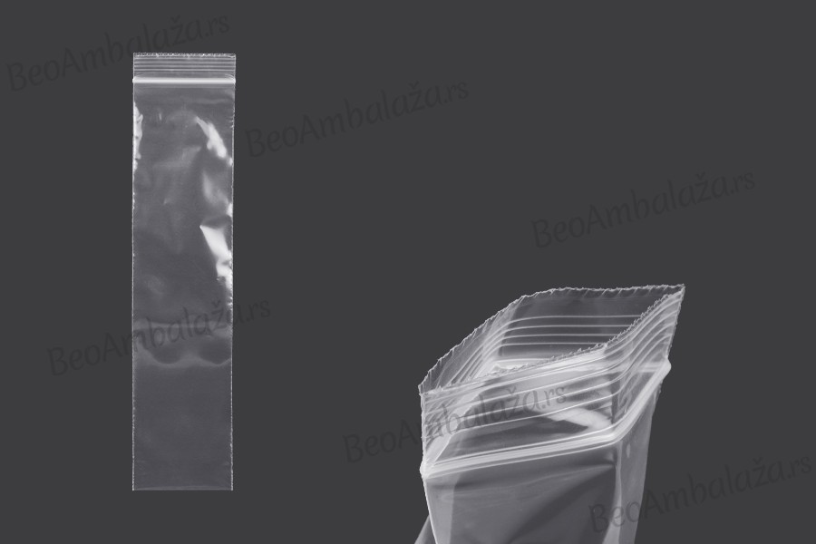 Plastična kesica 60x250mm, providna i sa belim zip zatvaračem - 100 kom