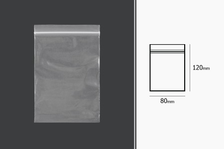 Plastična kesica 80x120mm, providna i sa belim zip zatvaračem - 500 kom-dimenzije_slike