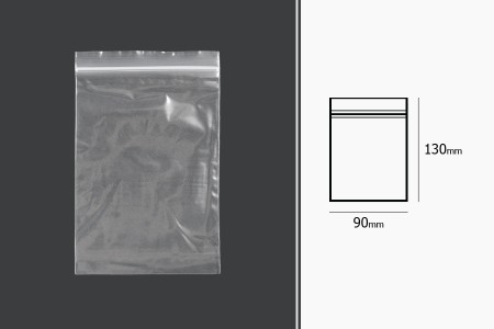 Plastična kesica 90x130mm, providna i sa belim zip zatvaračem - 500 kom-dimenzije_slike