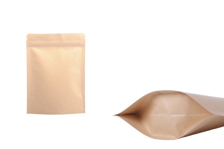 Kraft DoyPack kesice 90x30x140 mm sa zip zatvaranjem, unutrašnjom aluminijumskom oblogom, ovalnim dnom i sa mogućnošću termo zatvaranja – 50 kom-slika_proizvoda
