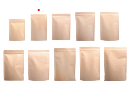 Kraft DoyPack kesice 110x30x185 mm sa zip zatvaranjem, unutrašnjom aluminijumskom oblogom, ovalnim dnom i sa mogućnošću termo zatvaranja – 50 kom-grupa_slika