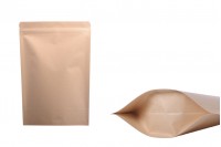 Kraft DoyPack kesice 130x40x210 mm sa zip zatvaranjem, unutrašnjom aluminijumskom oblogom, ovalnim dnom i sa mogućnošću termo zatvaranja – 50 kom