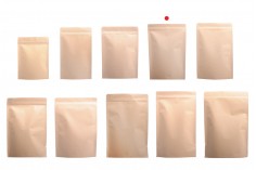 Kraft DoyPack kesice 130x40x210 mm sa zip zatvaranjem, unutrašnjom aluminijumskom oblogom, ovalnim dnom i sa mogućnošću termo zatvaranja – 50 kom