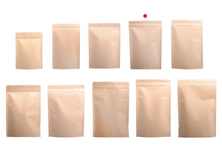 Kraft DoyPack kesice 130x40x210 mm sa zip zatvaranjem, unutrašnjom aluminijumskom oblogom, ovalnim dnom i sa mogućnošću termo zatvaranja – 50 kom-grupa_slika