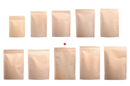 Kraft DoyPack kesice 180x40x260 mm sa zip zatvaranjem, unutrašnjom aluminijumskom oblogom, ovalnim dnom i sa mogućnošću termo zatvaranja – 50 kom-grupa_slika