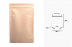Kraft DoyPack kesice 180x50x300 mm sa zip zatvaranjem, unutrašnjom aluminijumskom oblogom, ovalnim dnom i sa mogućnošću termo zatvaranja – 50 kom