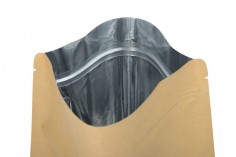 Kraft DoyPack kesice sa zip zatvaranjem, unutrašnjom aluminijumskom oblogom, ovalnim dnom i sa mogućnošću termo zatvaranja 130x40x210 mm – 50 kom