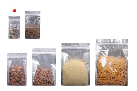 Aluminijumske DoyPack kesice sa zipom, transparentnom prednjom stranom i mogućnošću termo zatvaranja 100x60x200mm – 50kom-grupa_slika