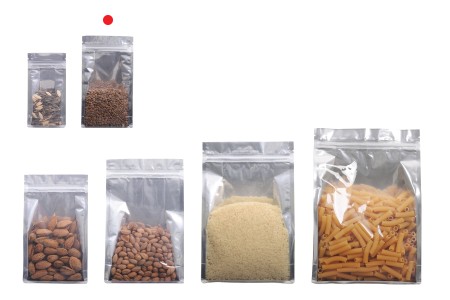 Aluminijumske DoyPack kesice sa zipom, transparentnom prednjom stranom i mogućnošću termo zatvaranja 120x60x220mm – 50kom-grupa_slika