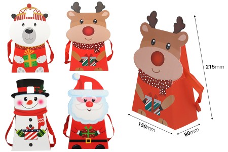 Božićna kartonska poklon kesica 150x80x215 mm sa trakom za ručku - 12 kom-dimenzije_slike