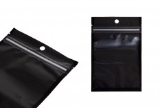 Aluminijumske DoyPack kesice sa zipom, crnom zadnjom i transparentnom prednjom stranom, ovalnim dnom i sa mogućnošću termo zatvaranja 100x30x150mm - 100kom