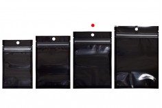 Aluminijumske DoyPack kesice sa zipom, crnom zadnjom i transparentnom prednjom stranom, ovalnim dnom i sa mogućnošću termo zatvaranja 100x30x150mm - 100kom