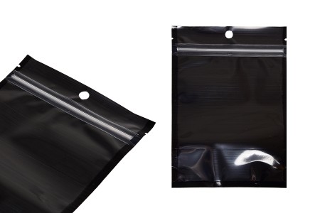 Aluminijumske DoyPack kesice sa zipom, crnom zadnjom i transparentnom prednjom stranom, ovalnim dnom i sa mogućnošću termo zatvaranja 120x40x170mm - 100kom-grupa_slika