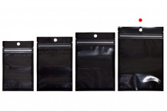 Aluminijumske DoyPack kesice sa zipom, crnom zadnjom i transparentnom prednjom stranom, ovalnim dnom i sa mogućnošću termo zatvaranja 120x40x170mm - 100kom