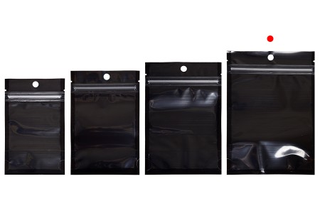 Aluminijumske DoyPack kesice sa zipom, crnom zadnjom i transparentnom prednjom stranom, ovalnim dnom i sa mogućnošću termo zatvaranja 120x40x170mm - 100kom-grupa_slika