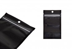 Aluminijumske DoyPack kesice sa zipom, crnom zadnjom i transparentnom prednjom stranom, ovalnim dnom i sa mogućnošću termo zatvaranja 80x30x130mm - 100kom