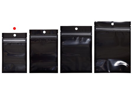 Aluminijumske DoyPack kesice sa zipom, crnom zadnjom i transparentnom prednjom stranom, ovalnim dnom i sa mogućnošću termo zatvaranja 80x30x130mm - 100kom-grupa_slika