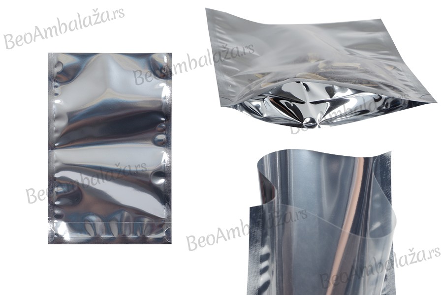 Aluminijumske DoyPack kesice 120x40x170 mm sa providnom prednjom stranom i ovalnim dnom, na termo zatvaranje - 100 kom