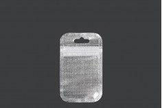 Plastična zip kesica 55x90mm sa srebrnom non woven zadnjom stranom i providnom prednjom stranom kao i eurohole otvorom - 100kom