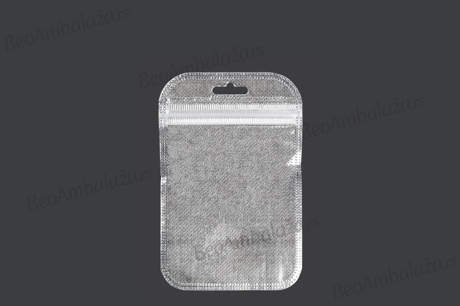 Kesica 85x130mm sa zip zatvaranjem, srebrnom non woven zadnjom i providnom prednjom stranom i sa Eurohole otvorom - 100 kom