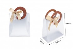 Plastična poluprovidna poklon torbica 160x80x185 mm sa mašnom i kožnim ručkama - 12 kom