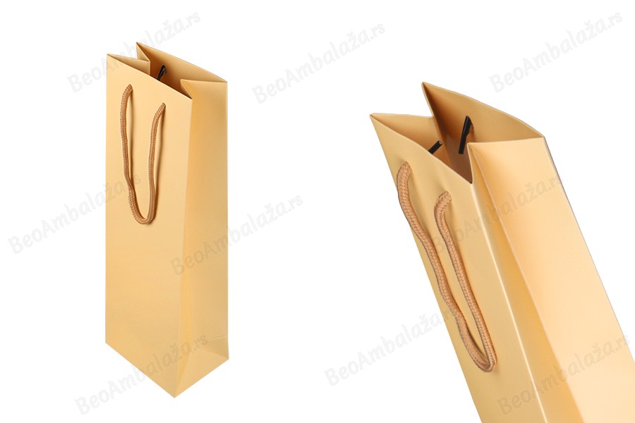 Papirne bež kese za vinske boce sa braon trakom 120x85x360 mm - 12 kom-slika_proizvoda