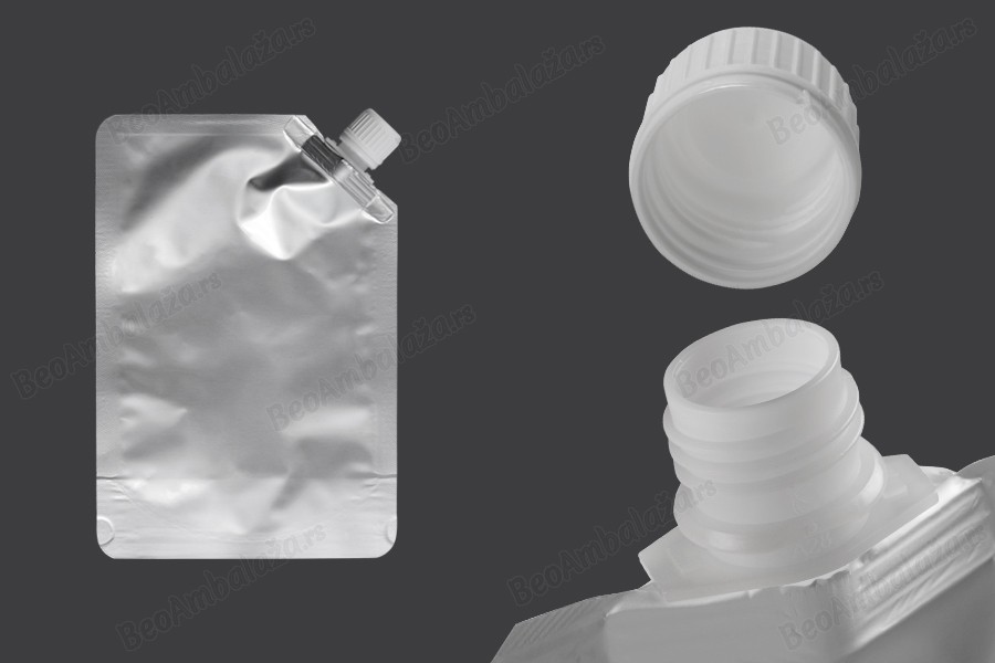 Aluminijumska DoyPack vrećica za tečnost od 500ml sa belim sigurnosnim zatvaračem sa strane – 50 kom-dimenzije_slike