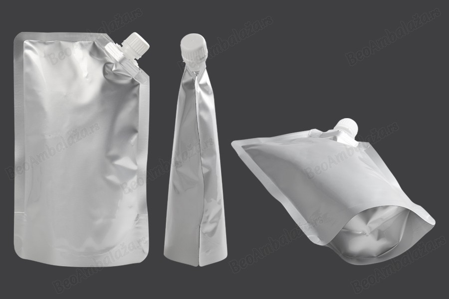 Aluminijumska DoyPack vrećica za tečnost od 500ml sa belim sigurnosnim zatvaračem sa strane – 50 kom-grupa_slika