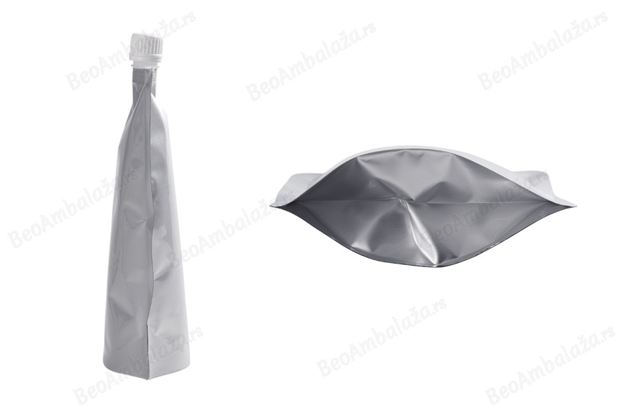 Aluminijumska DoyPack kesica za tečnost od 200ml sa belim plastičnim sigurnosnim zatvaračem – 50 kom-grupa_slika