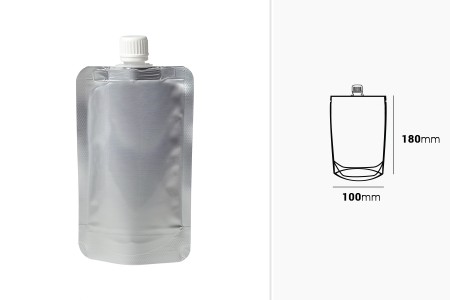 Aluminijumska DoyPack kesica za tečnost od 200ml sa belim plastičnim sigurnosnim zatvaračem – 50 kom-2