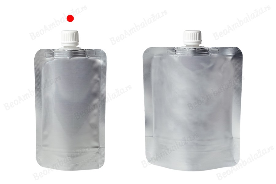Aluminijumska DoyPack kesica za tečnost od 200ml sa belim plastičnim sigurnosnim zatvaračem – 50 kom-grupa_slika