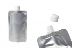 Aluminijumska DoyPack kesica za tečnost od 200ml sa belim plastičnim sigurnosnim zatvaračem – 50 kom