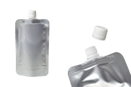 Aluminijumska DoyPack kesica za tečnost od 200ml sa belim plastičnim sigurnosnim zatvaračem – 50 kom-1