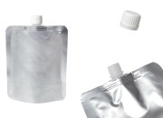Aluminijumska DoyPack kesica za tečnost od 300ml sa belim plastičnim zatvaračem – 50 kom Aluminijumska DoyPack kesica za tečnost od 300ml sa belim plastičnim zatvaračem – 50 kom