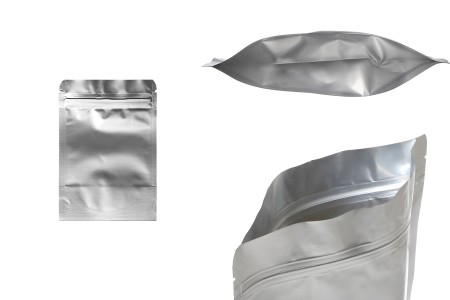 Aluminijumske DoyPack kesice sa zip zatvaranjem, ovalnim dnom i sa mogućnošću termo lepljenja 90x30x130 mm - 100 kom-slika_proizvoda